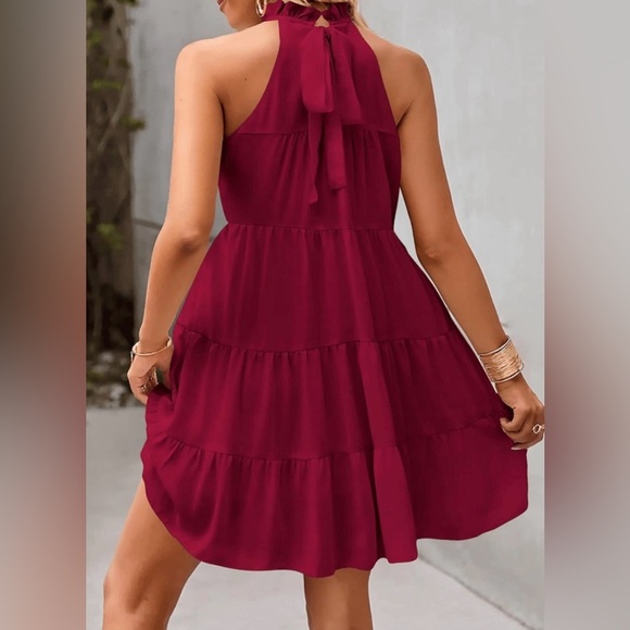 KIRUNDO Halter Sleeveless Flowy Mini Babydoll Tiered Dress XL - Picture 10 of 16
